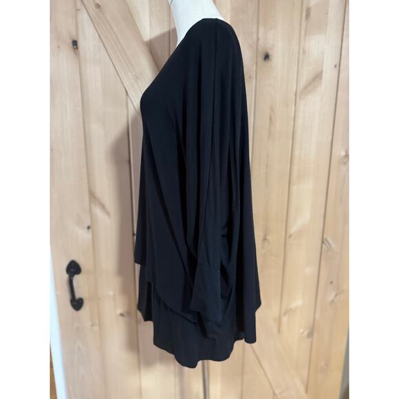 Soft Surroundings | Black Knit V Neck Overlay Top | Size Large - Picture 4 of 13